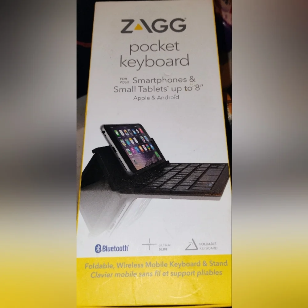 Bluetooth Foldable Wireless Mobile Keyboard & Stand - Black